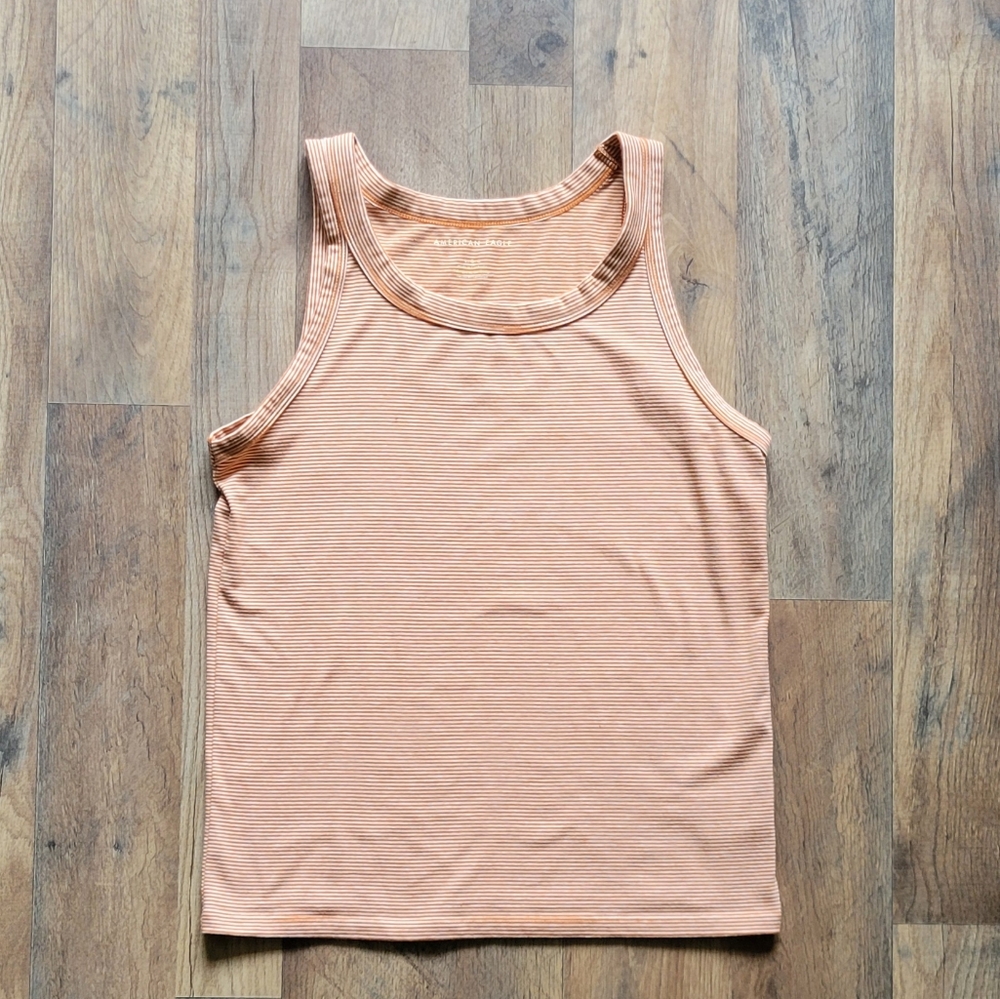 American Eagle Orange & White Stripe Tank Top